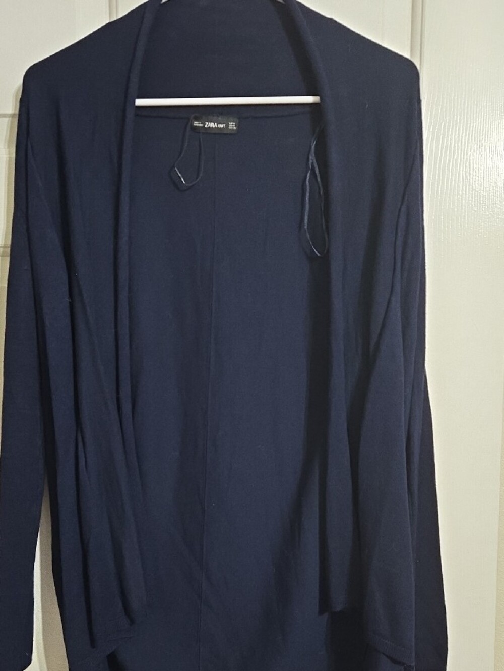 Zara Navy Open-Front Lightweight Cardigan